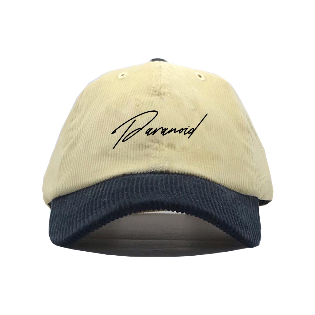 Topi Pria Corduroy Caps Baseball Cream Hitam Paranoid