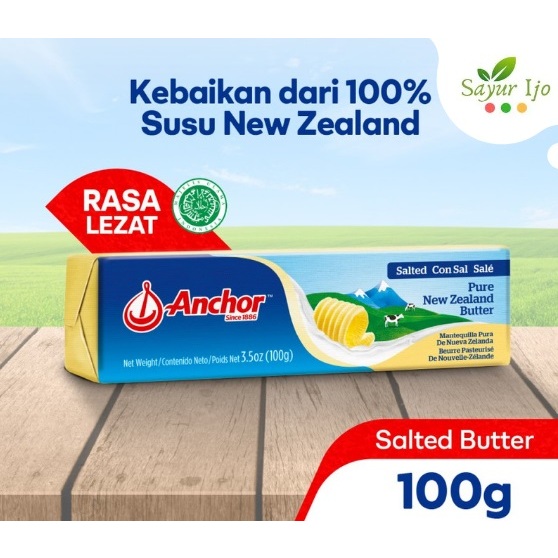 

ANCHOR Butter Salted 100 Gram / Pack Mentega Krim Susu Sapi Segar Pure New Zealand