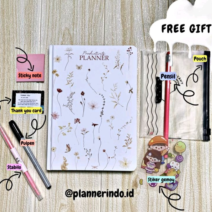 

FREE GIFT Productivity Planner Produktif Journal Agenda 6 bulan by RA Planner 2025