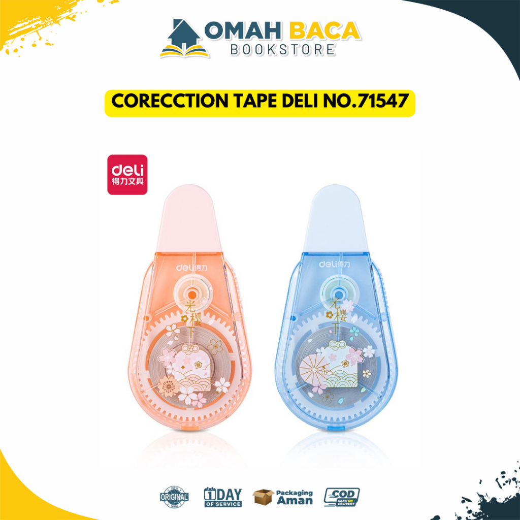 

Deli School Correction Tape / Tip Ex Kertas 30 20 12 Meter Desain Lucu Bunga Sakura 7154X