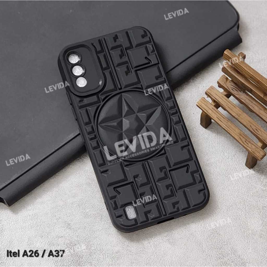 Case 3D Star Case motif Black softcase Itel A26 Itel A37