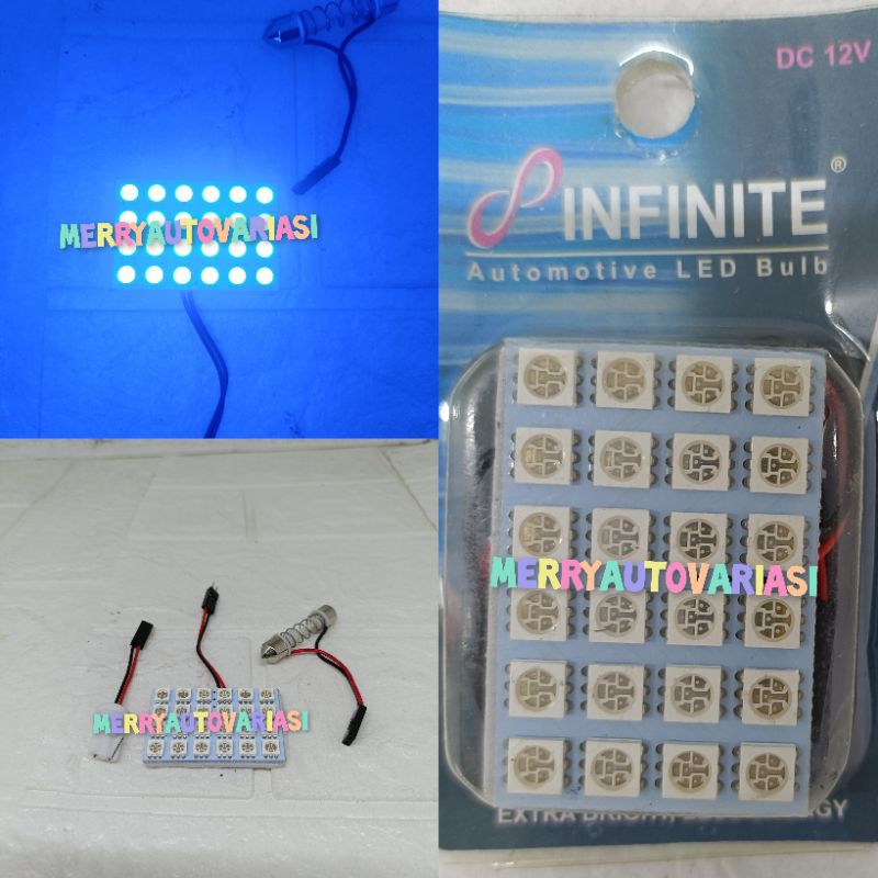 Lampu LED plafon mobil 24 mata 12 volt ice blue