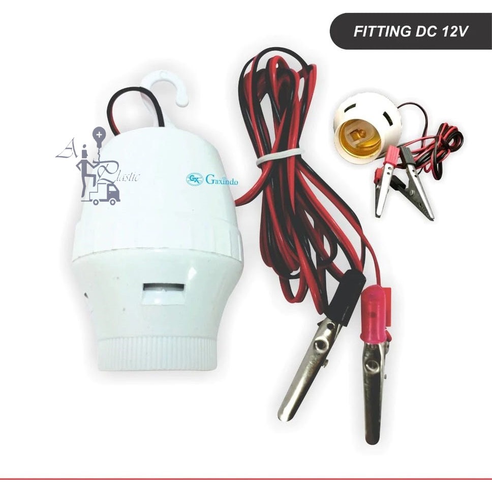 Fitting Lampu Aki DC 12V Fitting Jepit Aki E27 Fiting Gantung AP