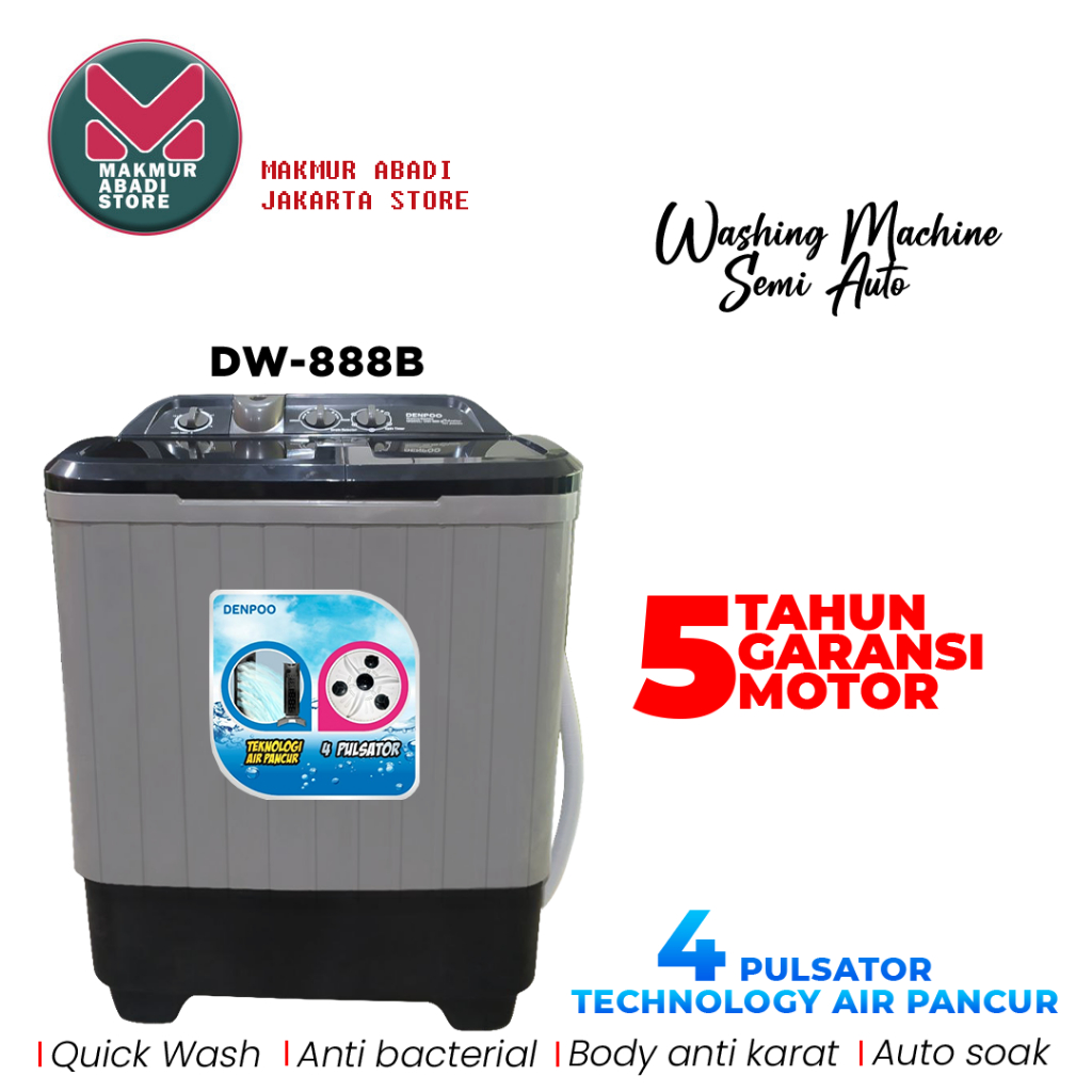 MESIN CUCI 2 TABUNG DENPOO DW 888B
