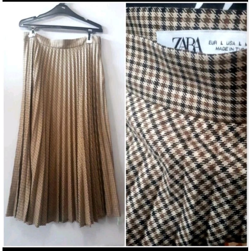 preloved rok plisket pleats zara ori store benang jarum buttonscarves wearing klamby vivi zubedi rm