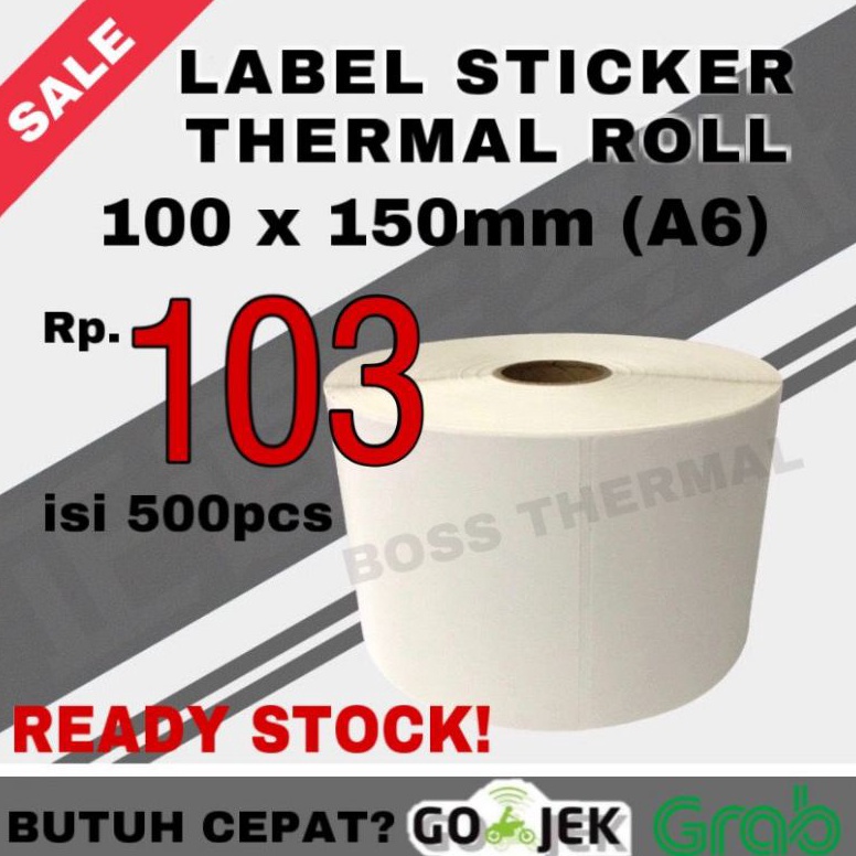 

[7N0] KERTAS LABEL THERMAL 100x150 sticker BARCODE ukuran A6 100 x 150 Diskon