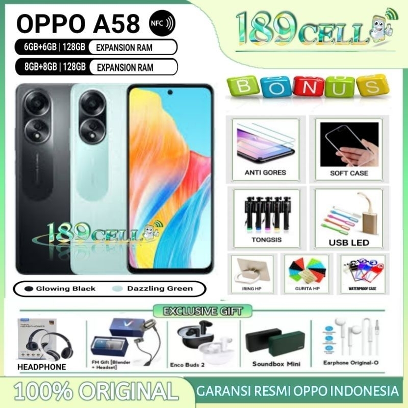 {HARGA PROMO} OPPO A58 RAM 6/128 GB NFC | OPPO A 58 8/128 GB NFC | A57 4/64 | A17 4/64 | A17K 3/64 G