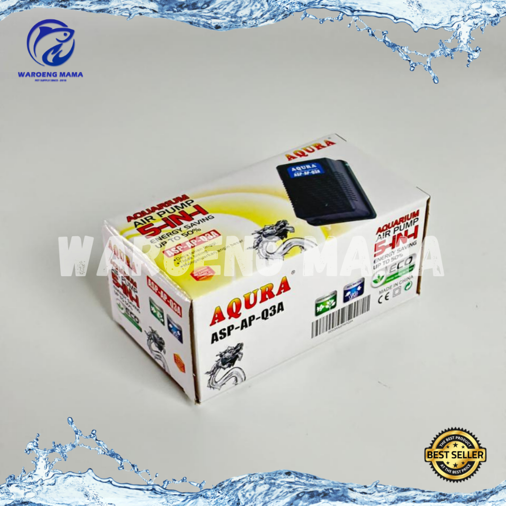 Aerator AQURA ASP AP Q3A mesin pompa aerator gelembung udara aquarium 1 lubang