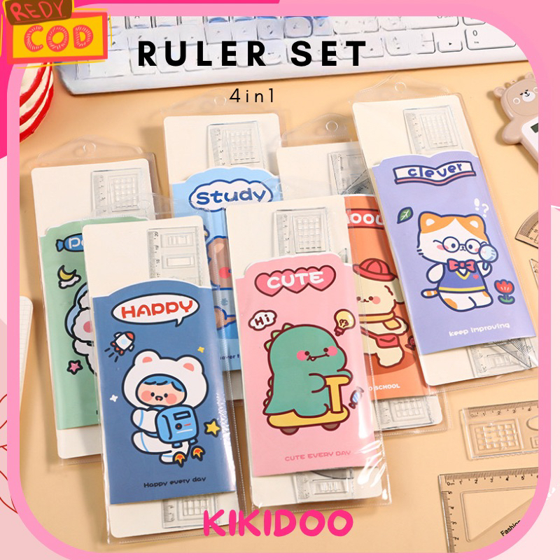 

KIKIDOO PENGGARIS PLASTIK 1 SET 4IN1 RULER SET STATIONERY RT62