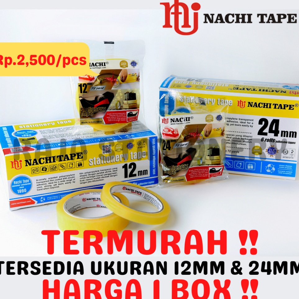 

Laris NACHI STATIONERY TAPE 12mm 24mm SELOTIP SOLATIP LAKBAN SOLASI ISOLASI NACHI [1 BOX] ➫✬✵
