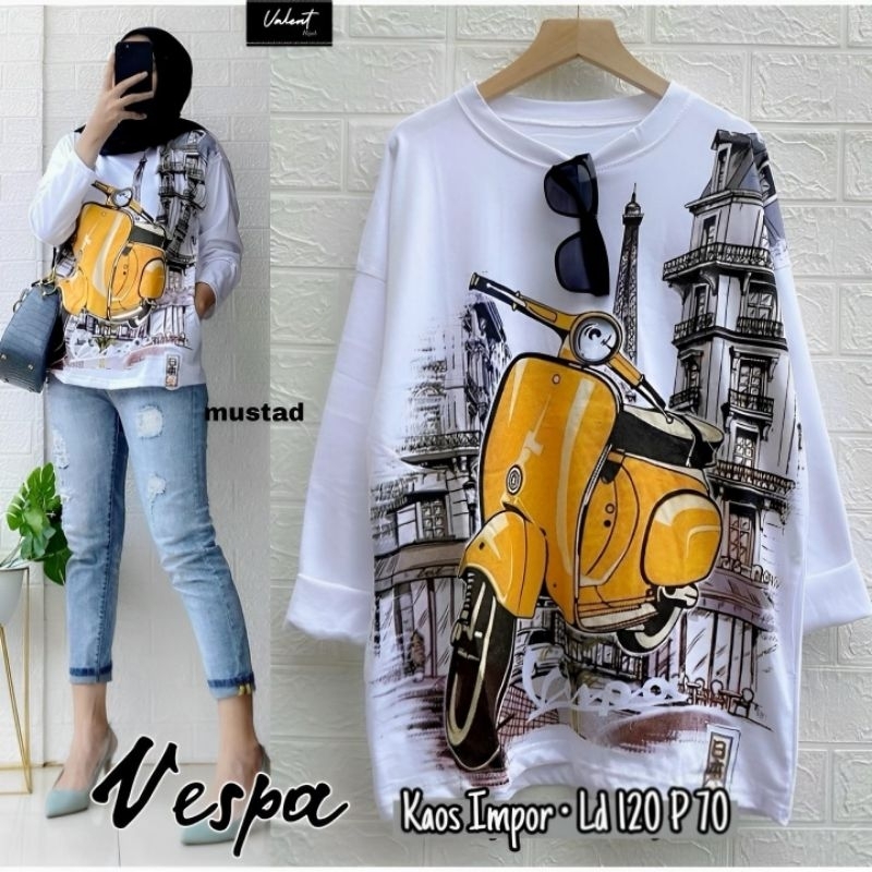 Atasan Wanita kaos import Vespa original by Valent