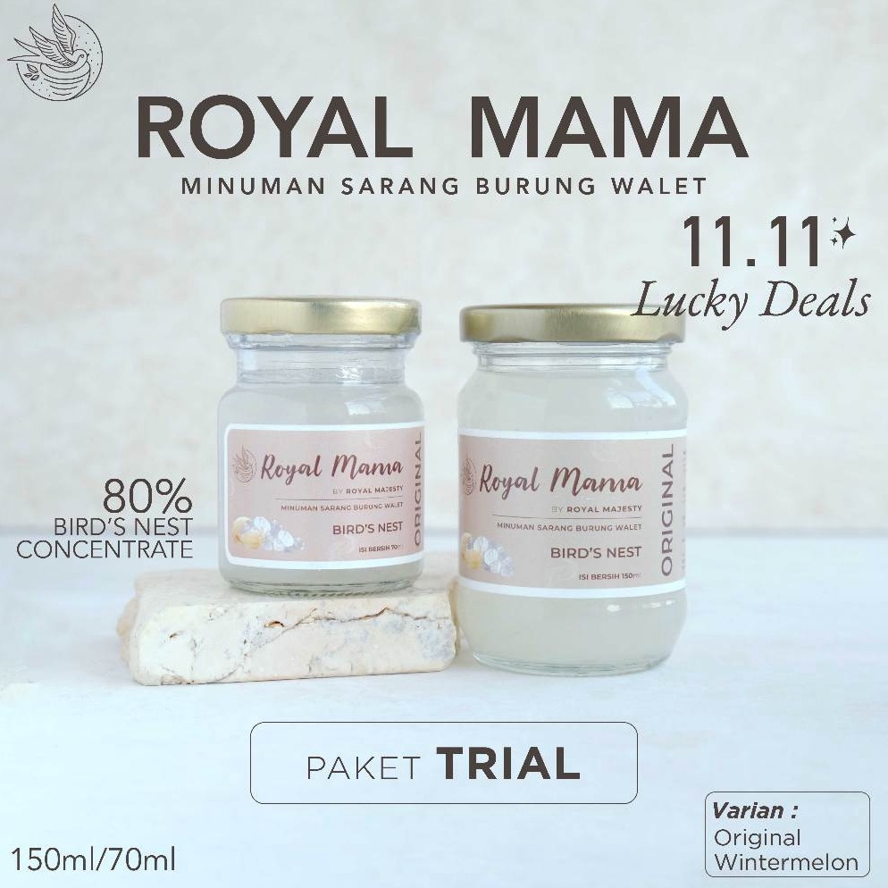 

DJ448T79 Paket Trial Royal Mama 70ml Minuman Sarang Burung Walet Royal Majesty Bird's Nest ❉Harga Termurah