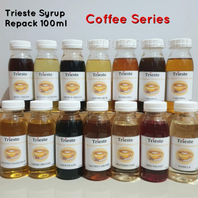 

96 (100ml) Trieste Syrup HALAL Caramel Creme Brulee Hazelnut Almond Irish Vanilla Chocolate Mocca 6gbd0