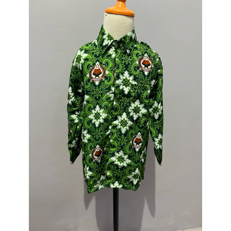 Batik ikhlas beramal hijau SD/SMP/SMA terbaru baju batik ikhlas beramal hijau lengan panjang batik i