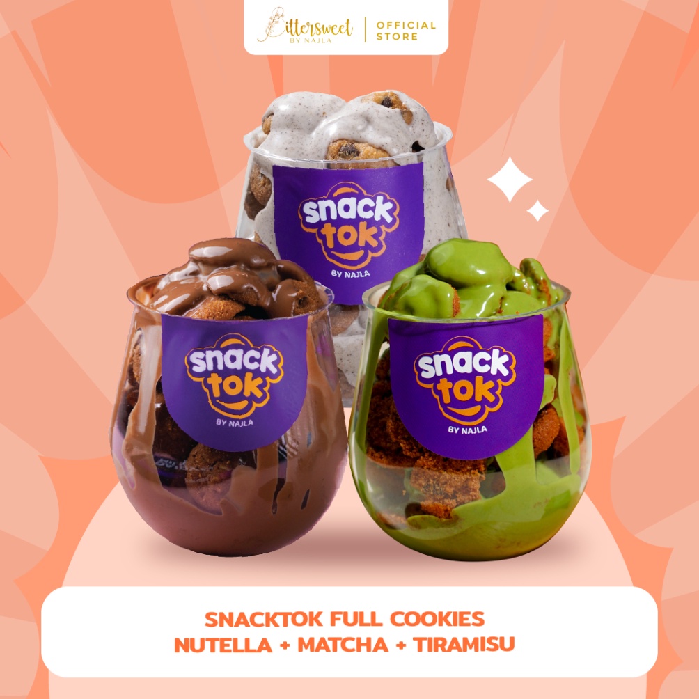 

R33ady St0ck Bittersweet by Najla - 3 Snacktok Full Cookies ( Choco Hazelnut, Matcha & Tiramisu ) Top Discount