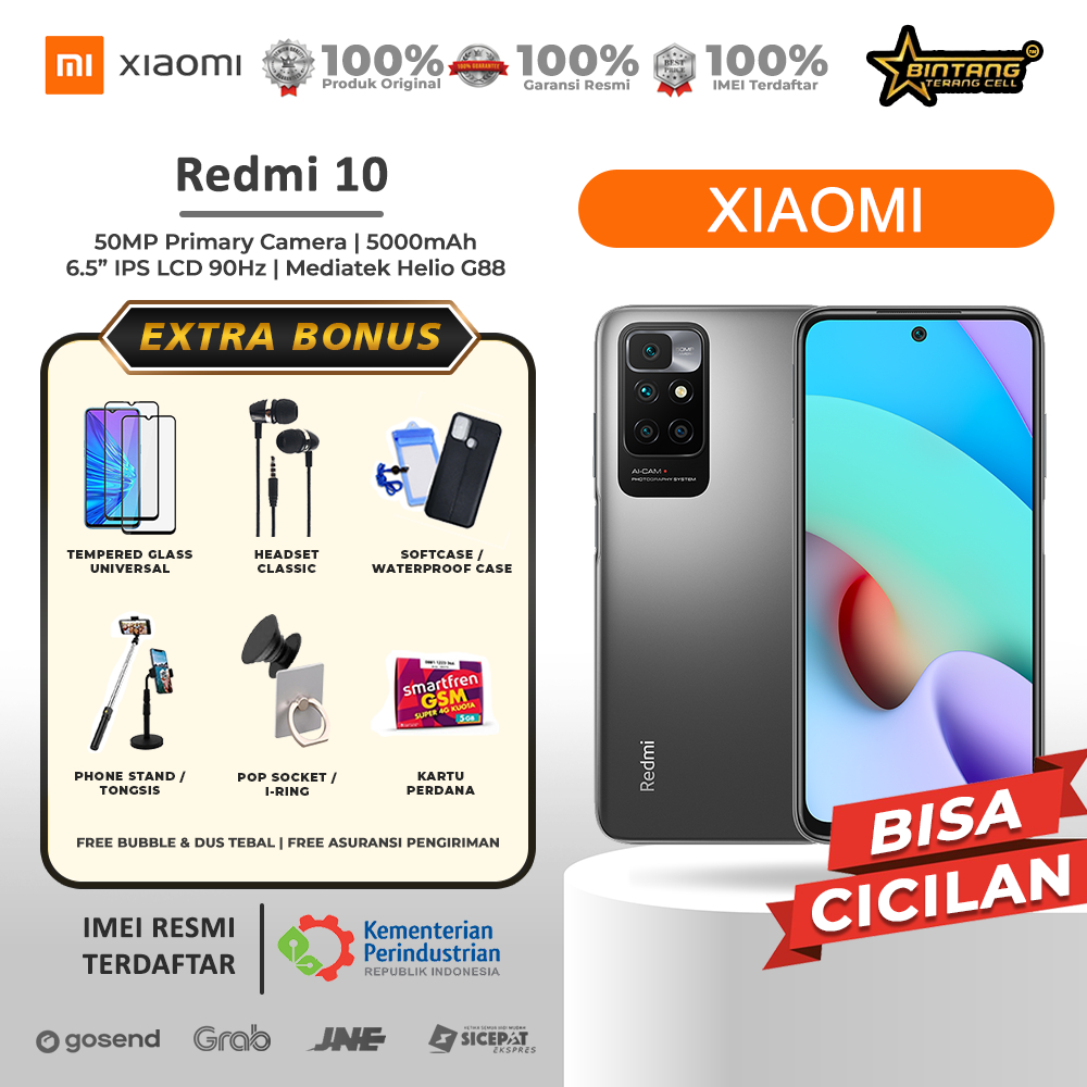Xiaomi redmi 10 kamera 0.5 ram 6/128gb ram 4/64gb garansi resmi