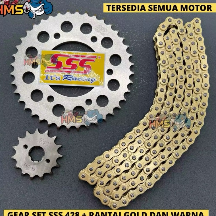 [★B61>] Gir Set SSS Cbr Cb150 R Megapro Verza Tiger Rantai Gold 428 - Gear Set Sss Cbr 150 Cb150R [4