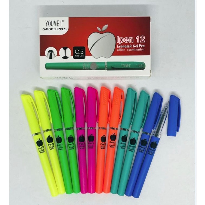 

BV78C863 (12pcs) Pulpen Gel Apel / Pen Ipen Murah / Bolpen Apple 0.5mm 92