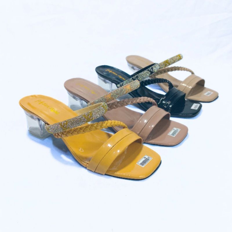 Azh_colletions Himekawa Sandal Wanita Heels / Sandal Heels Kaca 5cm