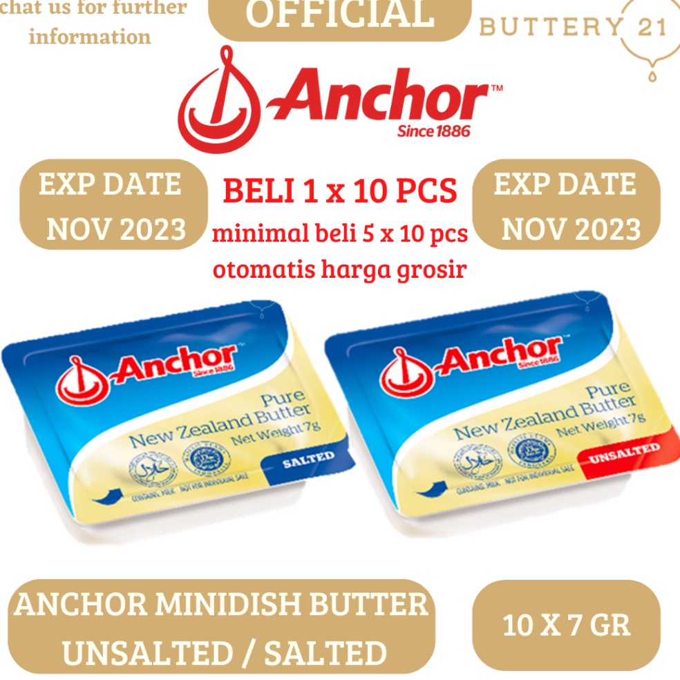 

M061Q981 ANCHOR MINIDISH BUTTER UNSALTED SALTED 10 PCS X 7 GR MENTEGA MPASI 87lbp