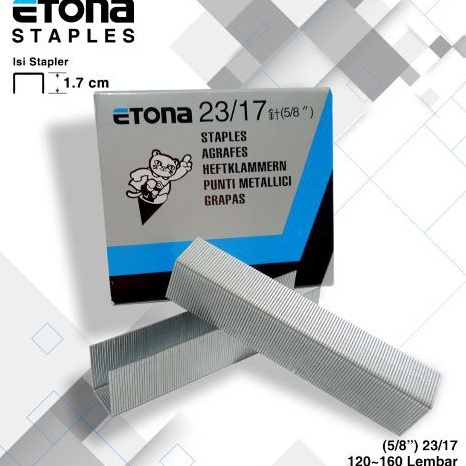 

Harga Murah ISI STAPLES ETONA 23/17 (5/18") GARANSI SEUMUR HIDUP!Produksi Lokal Readystock