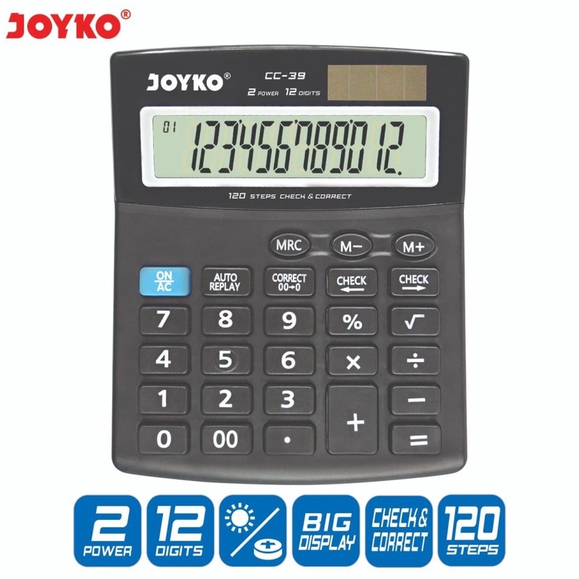 

Stok Banyak Calculator / Kalkulator Joyko CC-39 / 12 Digits / Check Correct Terlaku.