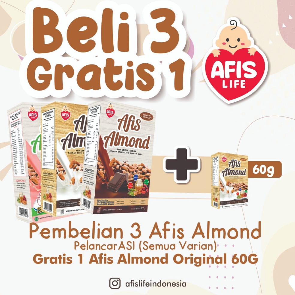 

[SQH42] Afis Almond Plus Daun Katuk Kurma & Madu DHA *Asi Booster* (PROMO CEK DESKRIPSI) Model Baru