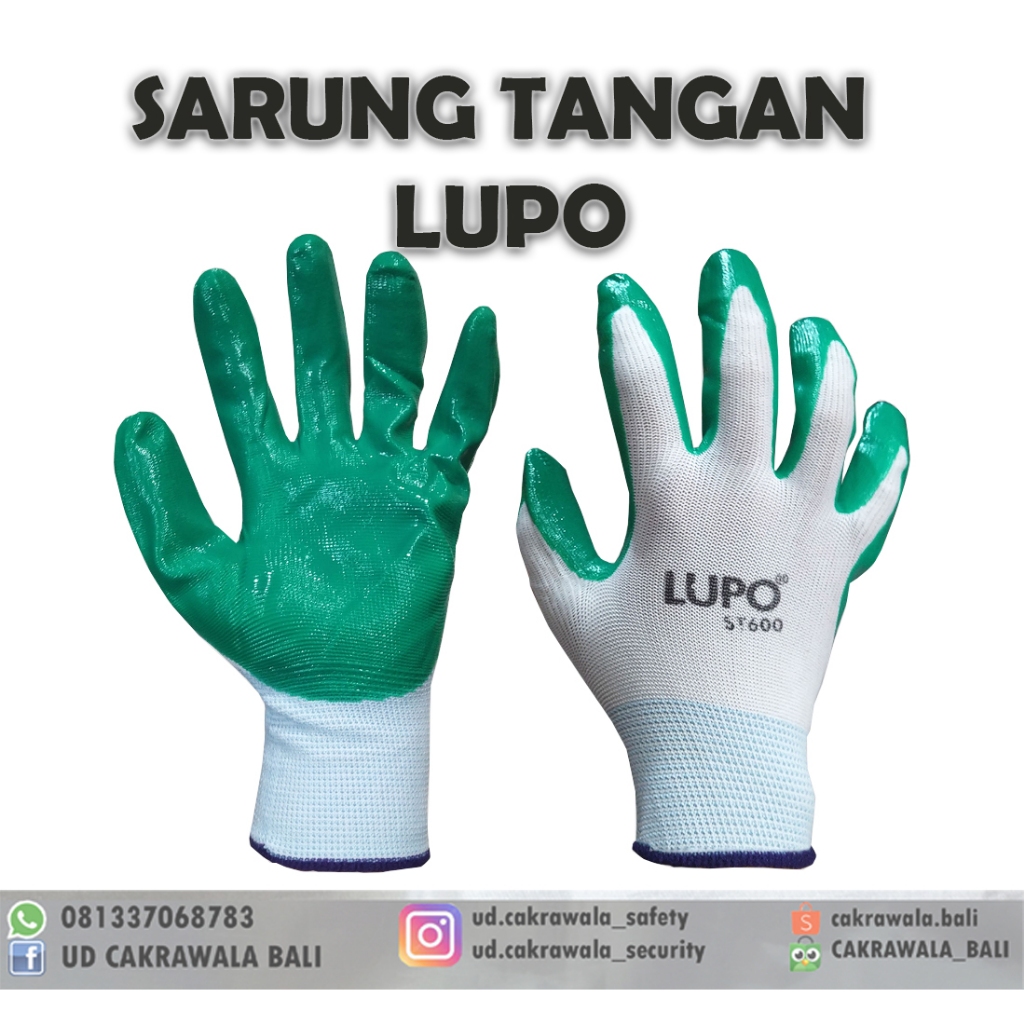 Sarung Tangan Kerja Anti Slip Tebal Kuat Safety Glove LUPO Original - Lusin