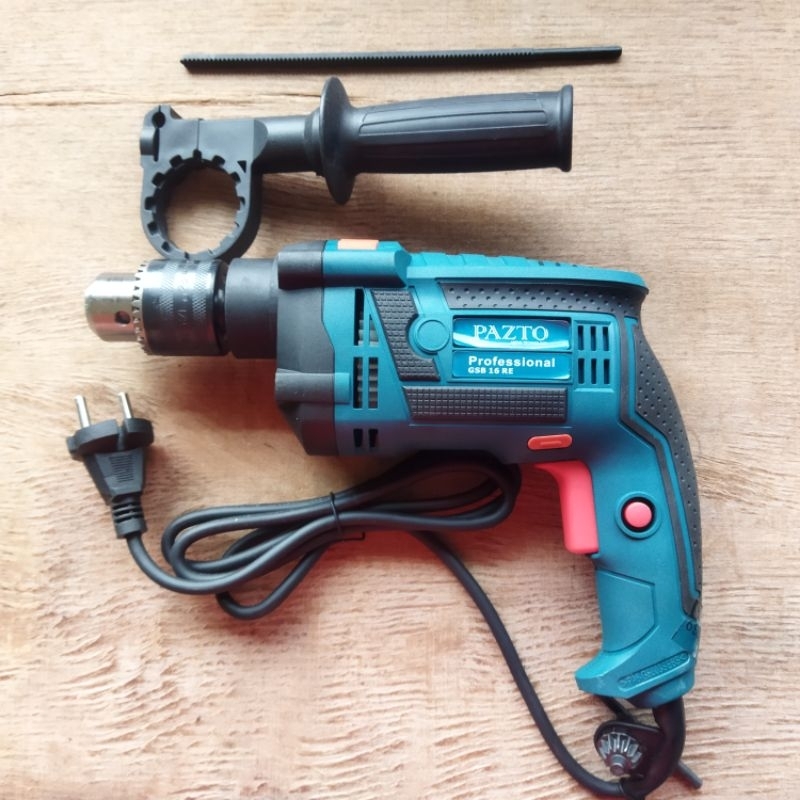 Mesin Bor Tangan Listrik 13mm Impact Drill PAZTO GSB 16RE Japan Technology Bolak Balik