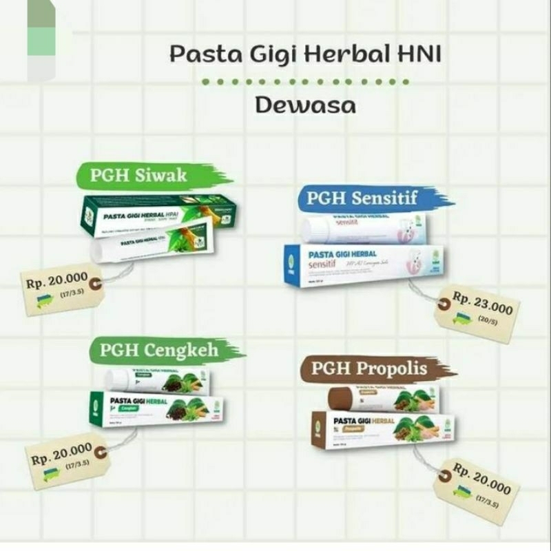 PASTA GIGI HERBAL HNI HPAI ORIGINAL SIWAK SIRIH MINT PROPOLIS CENGKEH SENSITIF GIGI BERLUBANG LUBANG