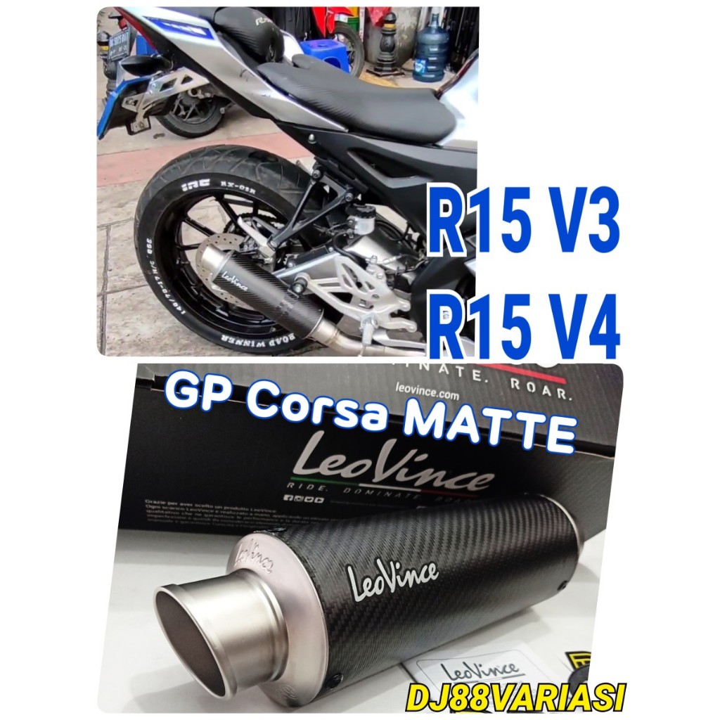 Knalpot leovince gp corsa matte r15 v3 v4 xsr155 mt15 full system pnp