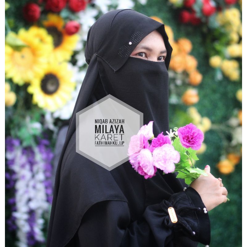 Niqab Aizizah Milaya Karet/Niqab Bandana Poni Milaya Couple Ibu dan Anak Sifon Termurah Best Seller