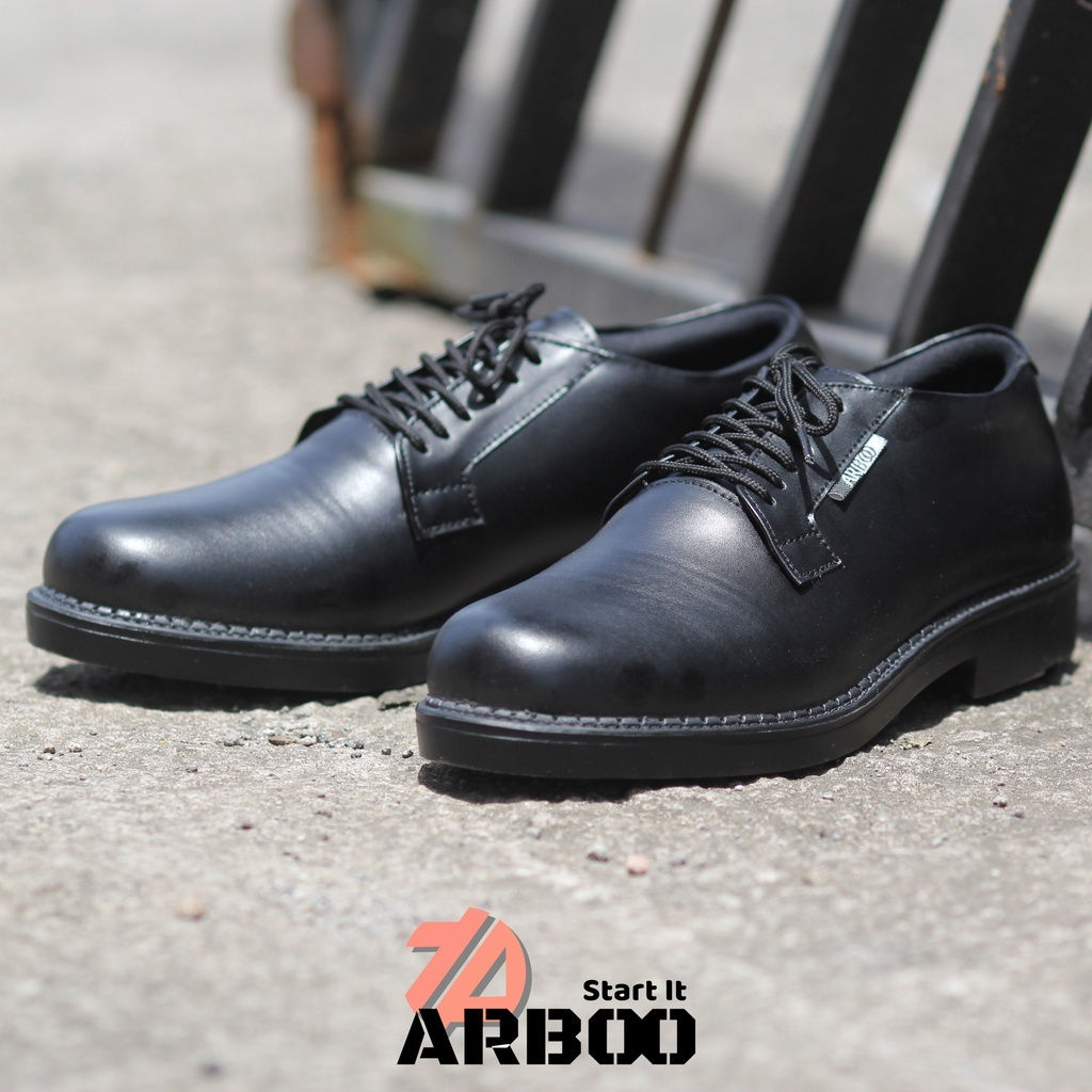 Promo sepatu pdh pria formal hitam doff dinas tni polri security satpam keren ARBOO original premium