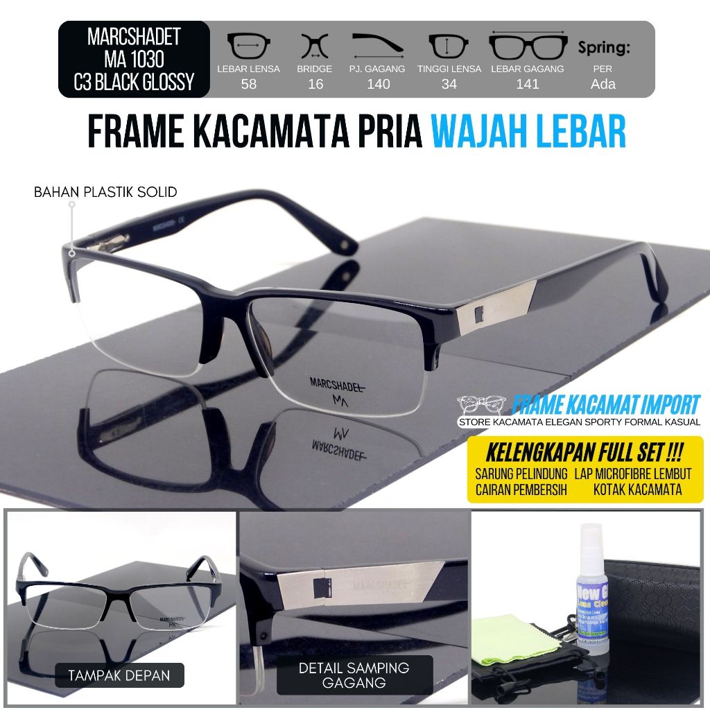 Kacamata Minus Pria Half Frame Plastik