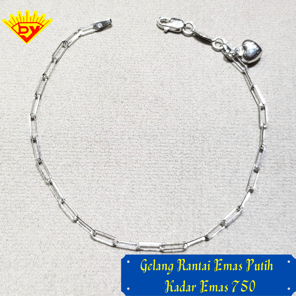 Gelang Rantai Emas Putih 691 Kadar Emas 750