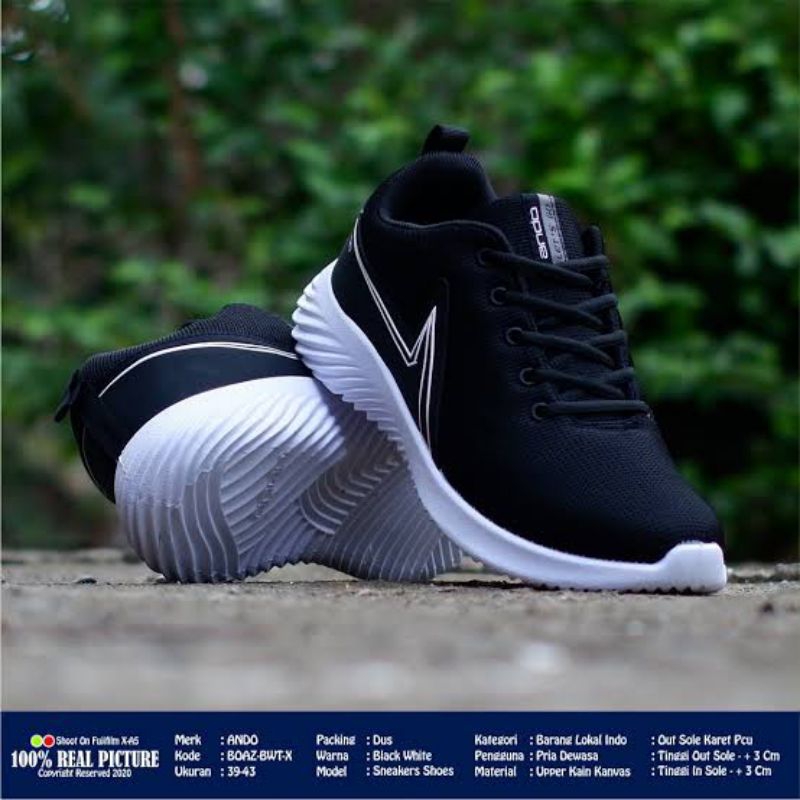 Ando Sepatu Sneakers Ando Boaz Dewasa - Sepatu Ando Hitam Polos