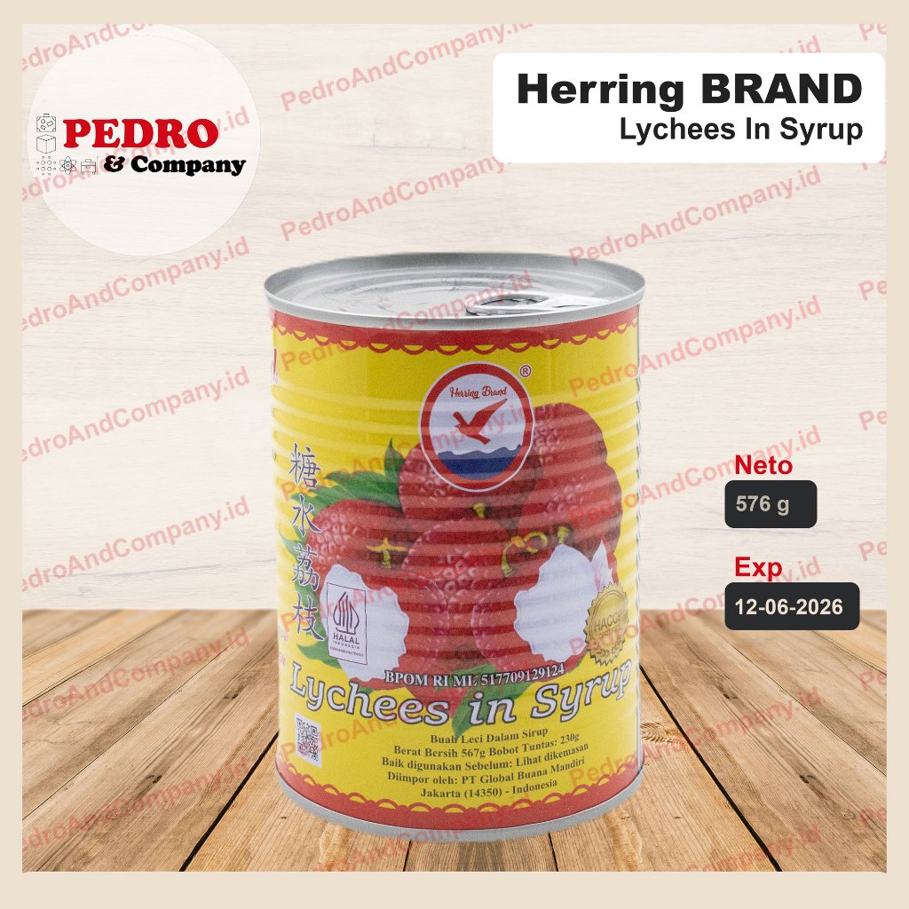 

Herring brand lychees in syrup 567 gram - buahleci lychee sirup kaleng