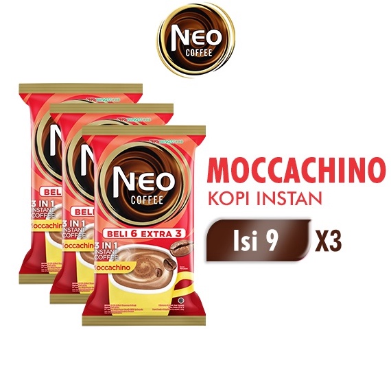 

T3rl@ku. Neo Coffee Kopi Instan Moccachino Pack 20 gr isi 6 + 3 pcs x3