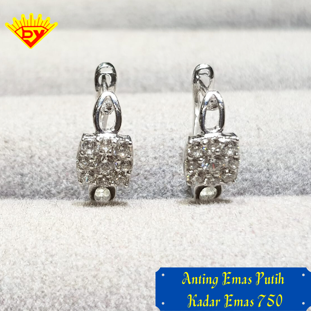 Anting Emas Putih 709 Kadar Emas 750