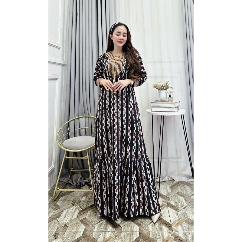 Daster Andin Arab Fuji Leopard Dress || Rayon Super Grade A Ori