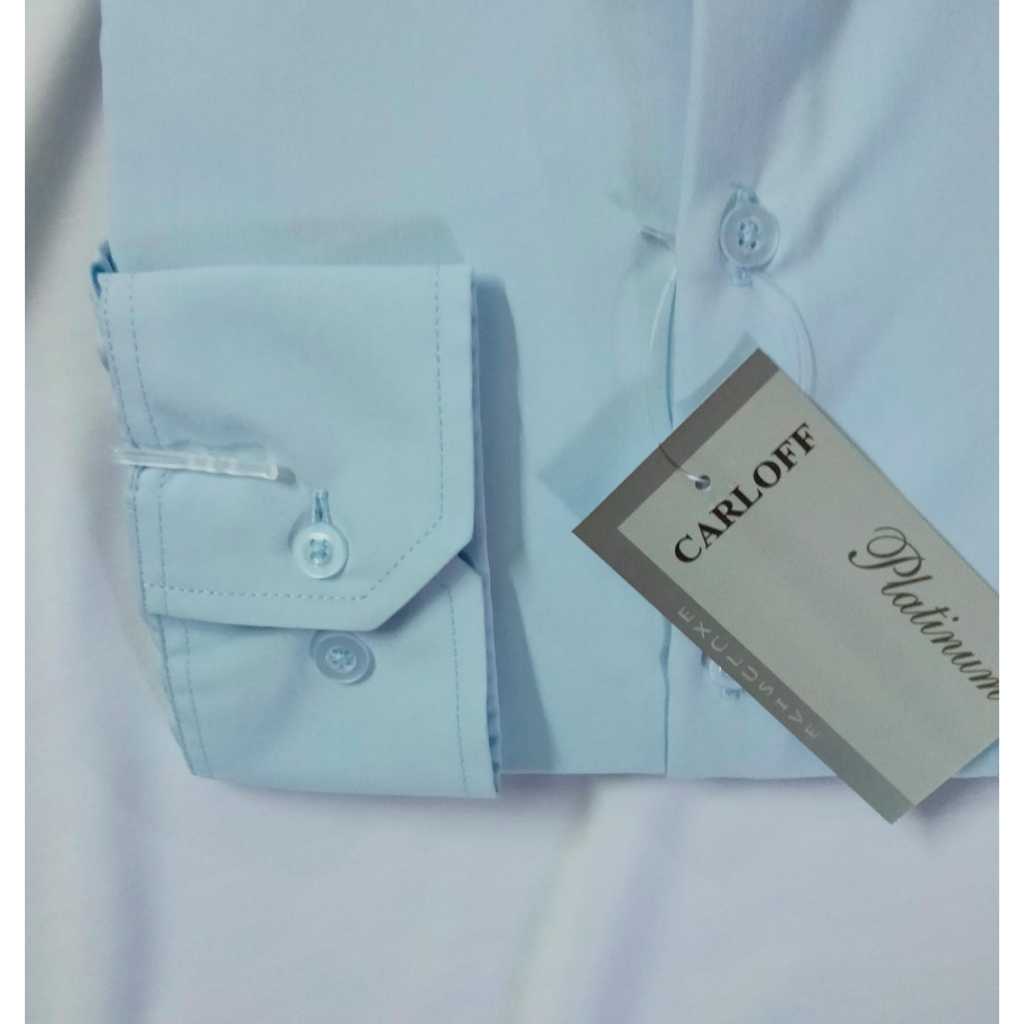 CARLOFF Pakaian Pria Hem Baju Kemeja Polos Lengan Panjang 4011P Biru Muda