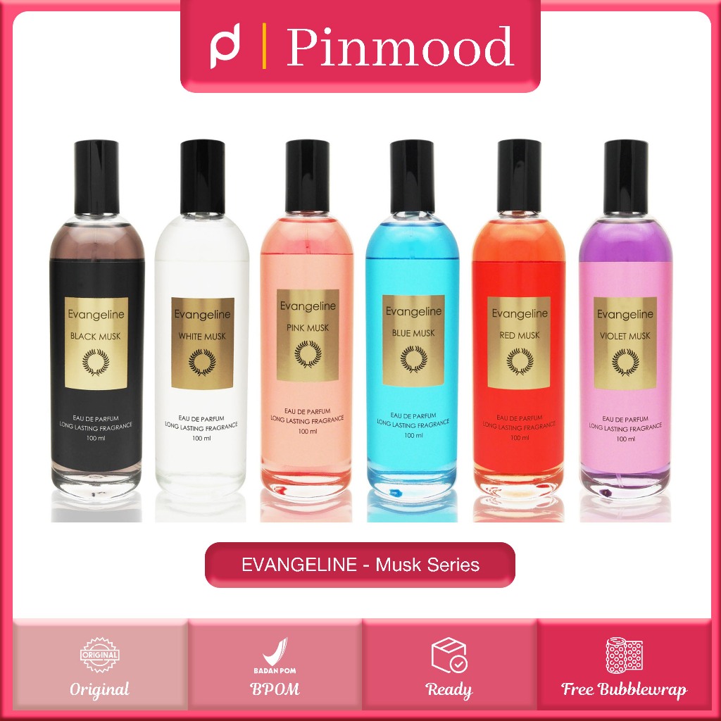 EVANGELINE - EAU DE PARFUM MUSK SERIES ( 100 ml ) - Perfume Black / White / Pink / Blue / Red / Viol