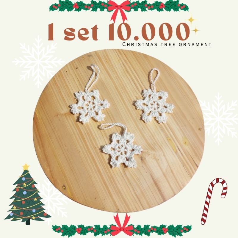 Ornamen Natal Pohon Natal Snowflake Rajut 1 Set 10k