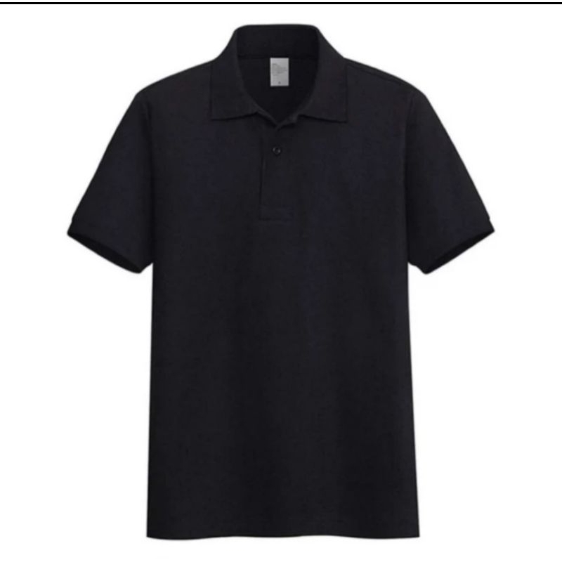 baju kaos atasan polo shirt polos berkerah pria wanita warna hitam