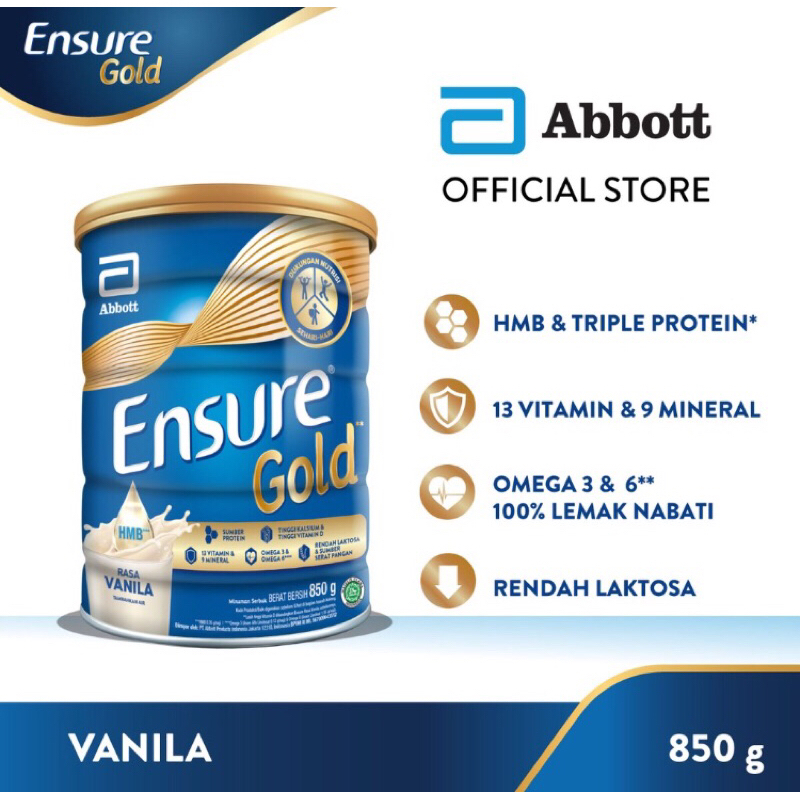 

ENSURE GOLD HMB 380 400 800 850 g - NUTRISI DEWASA RENDAH LAKTOSA [PT5]