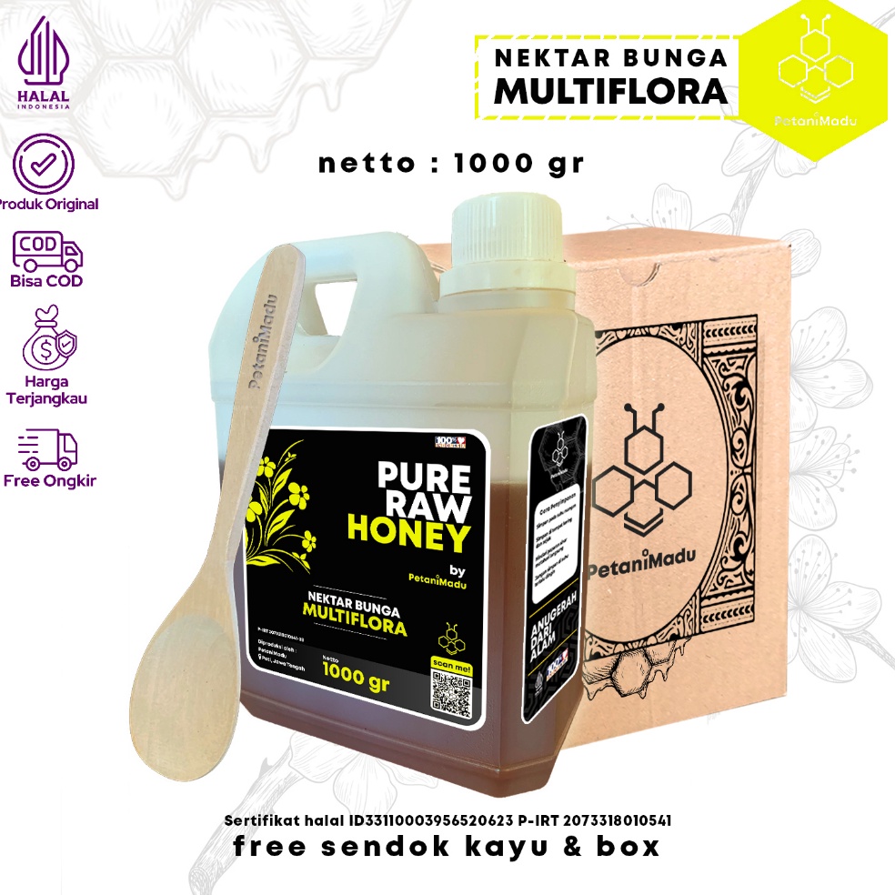 

[PRODUK NRWMZ71] Madu Asli 100% - Madu Murni Nektar Multiflora 1 Kg - Pure Natural Raw Honey 5482