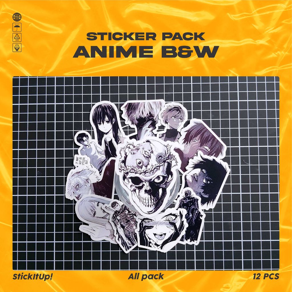 

COD✨ StickItUp Stiker Pack Hitam dan Putih Anime Lucu Keren Untuk Koper Laptop Skateboard