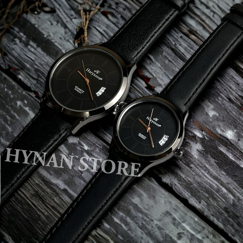HY3201•Jam tangan Couple Strap kulit tanggal aktif tahan air fre box Jam tangan Haryxson Couple HYNA