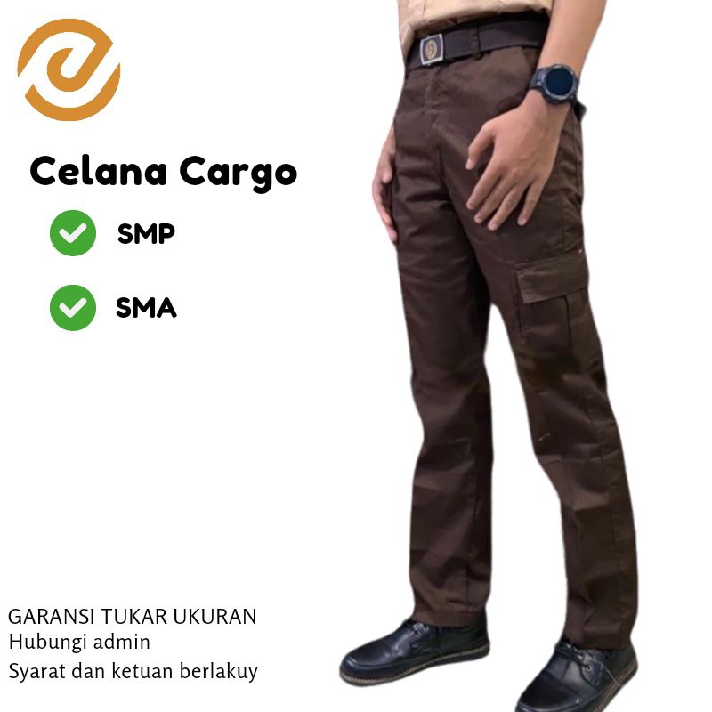 Celana PDL / Cargo pramuka SMP/SMK Coklat Pramuka PDL