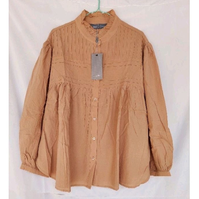 new with tag bukan preloved raven shirt brown benang jarum